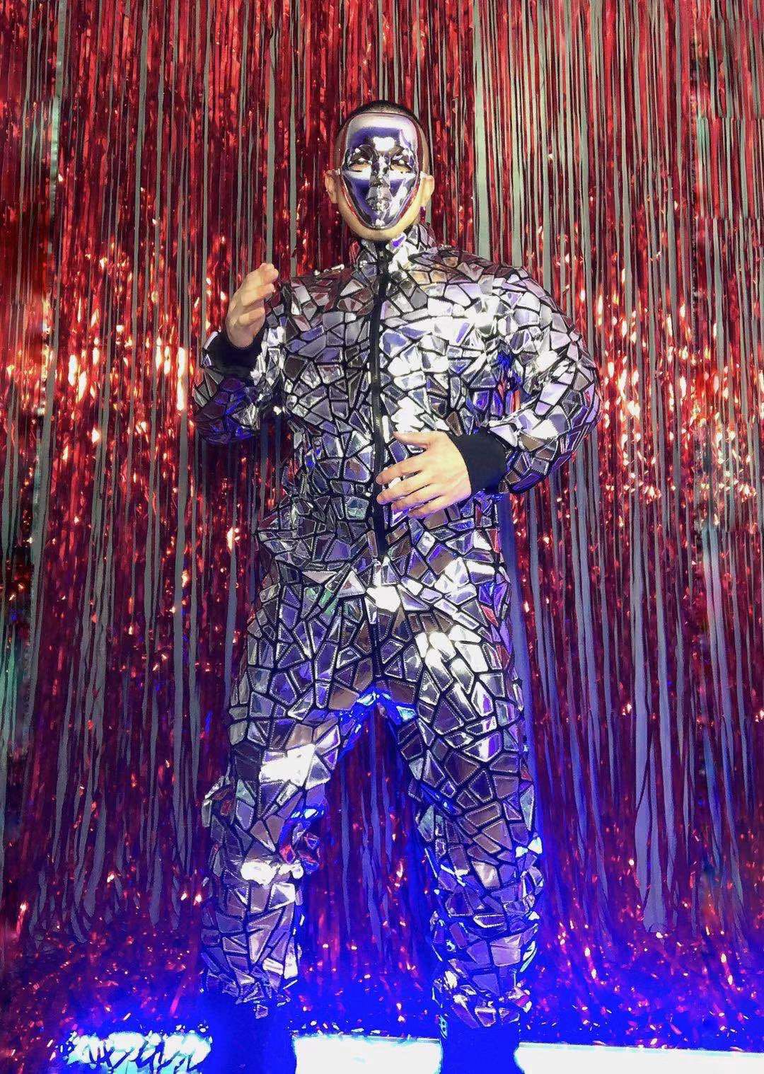 Atmospheric Silver Mirror Man Loose Overalls Overalls Mechanical Dance Opening Male Guest GogoDs Costume