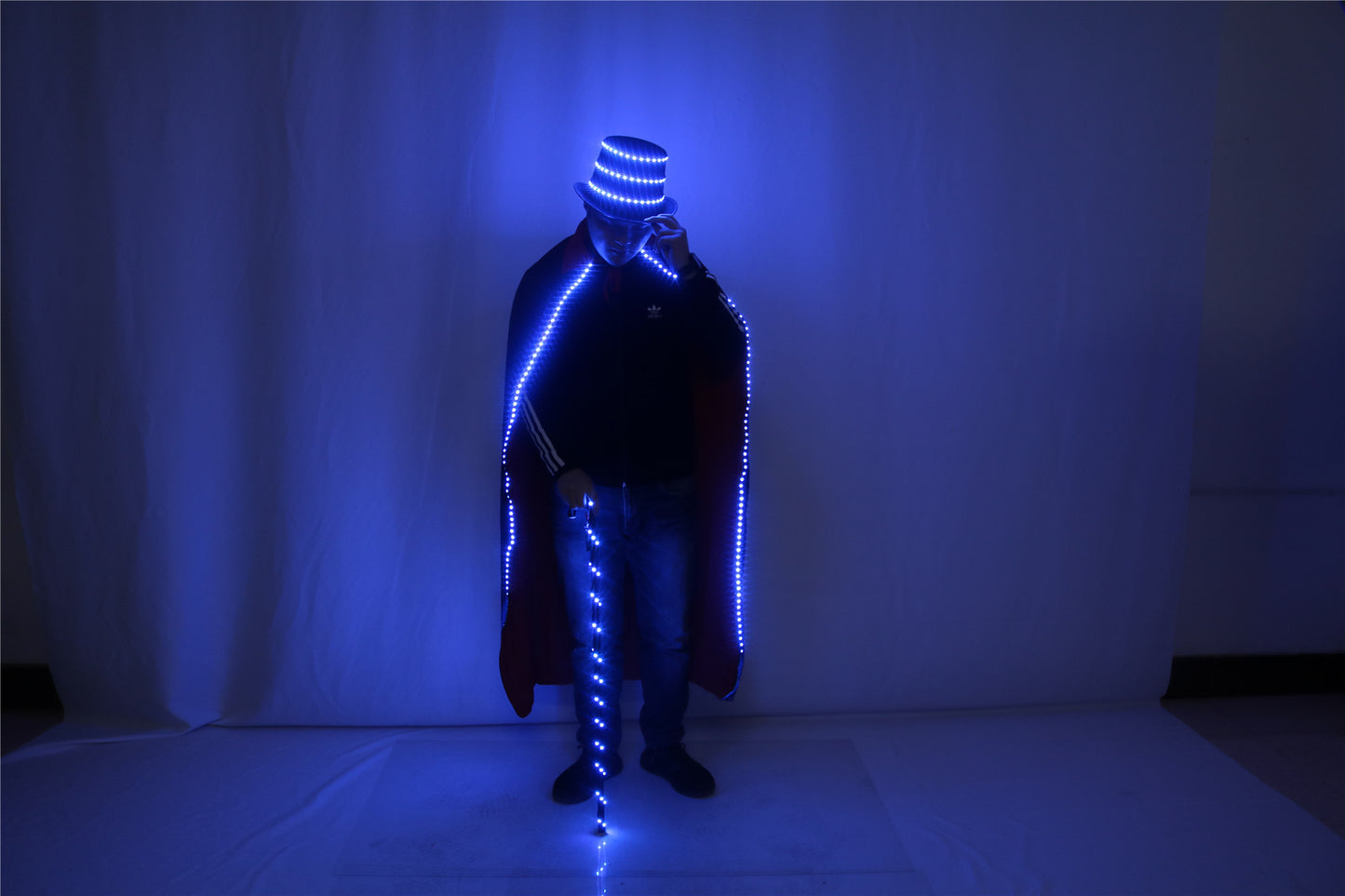 Glowing Led Hat Cloak Cosplay Jazz Dance Magic Crutches