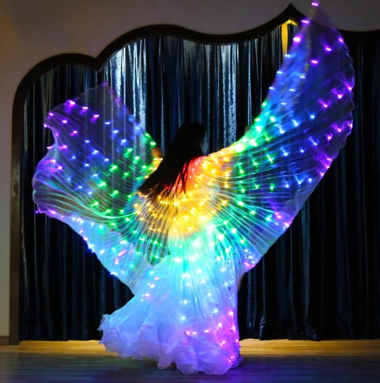 LED Butterfly Wings Halloween Stage Performance Props Women Dance Prop DJ LED Dance Wings Light Up Wing Costume  Dance Wings Rainbow Colors With Stick